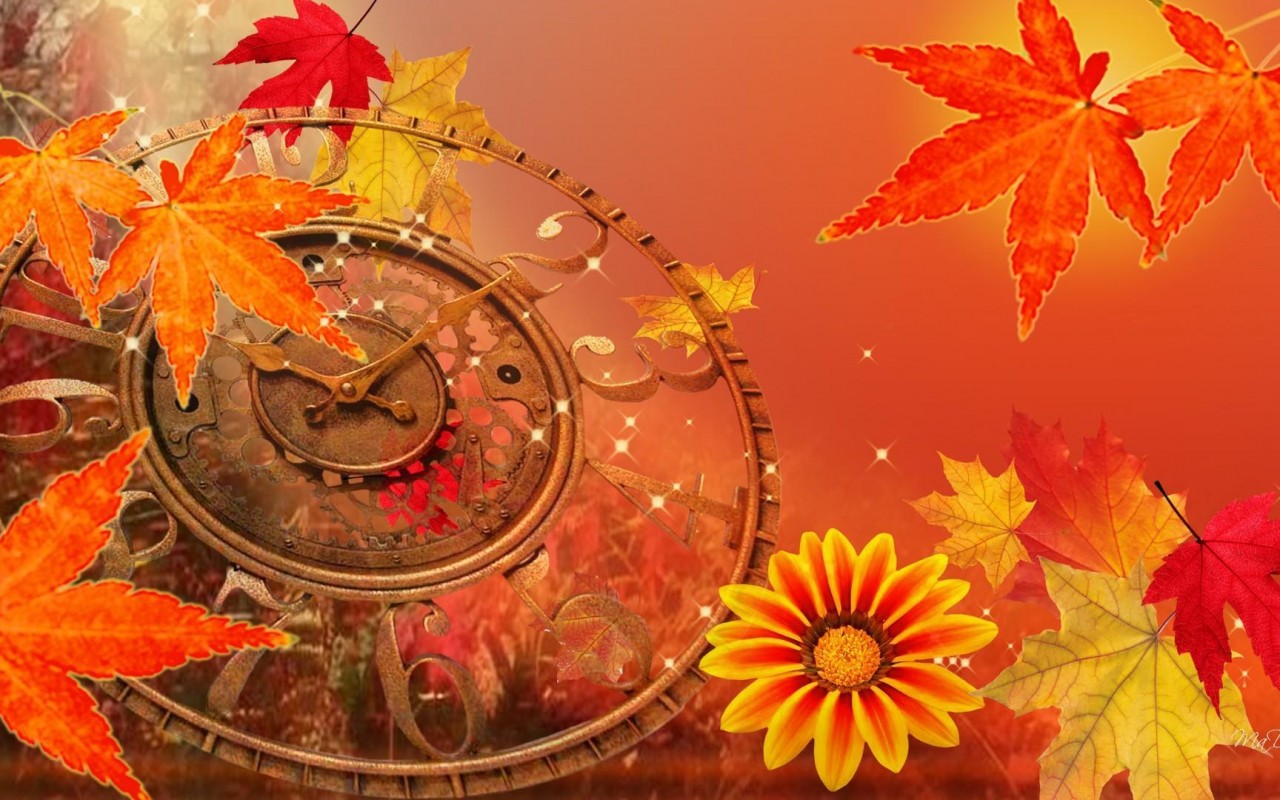 часы осень листья скачать